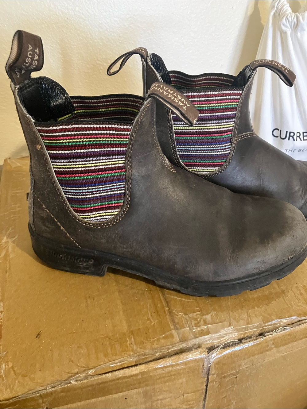 Blundstones Women’s #1409 Leather Chelsea Boots Brown with Multi-Stripe